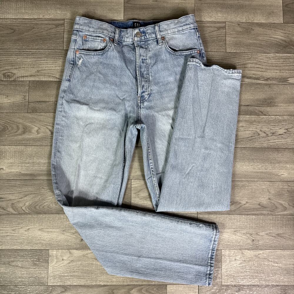 GAP Denim Button Fly High Rise Cheeky Straight Jeans Light Wash sz 10/30 Tall